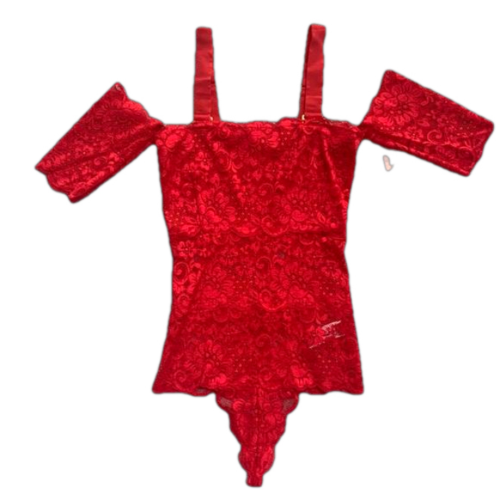 New We Are HAH x Free People I Stopped It Bodysuit Off Shoulder in Red Women XS